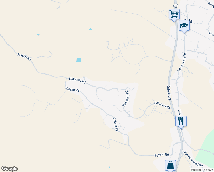 map of restaurants, bars, coffee shops, grocery stores, and more near 1000 Holopuni Road in Kula