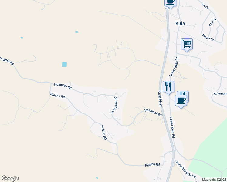 map of restaurants, bars, coffee shops, grocery stores, and more near 790 Holopuni Road in Kula