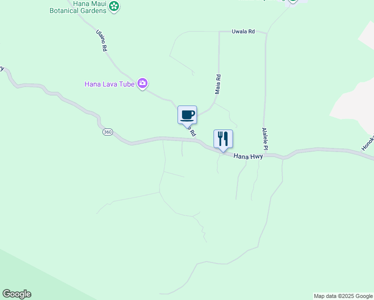 map of restaurants, bars, coffee shops, grocery stores, and more near 2800 Hana Highway in Hana