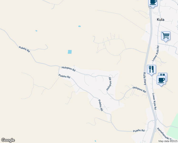 map of restaurants, bars, coffee shops, grocery stores, and more near 1044 Holopuni Road in Kula