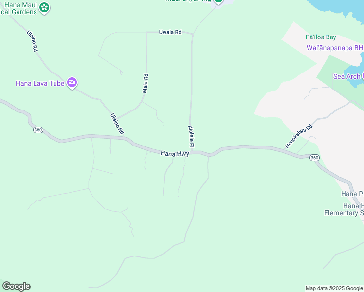 map of restaurants, bars, coffee shops, grocery stores, and more near 2975 Hana Highway in Hana