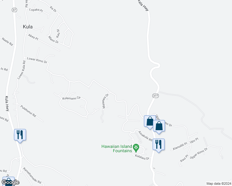 map of restaurants, bars, coffee shops, grocery stores, and more near 1009 Lower Kimo Drive in Kula