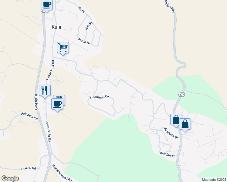 map of restaurants, bars, coffee shops, grocery stores, and more near 704 Lower Kimo Drive in Kula