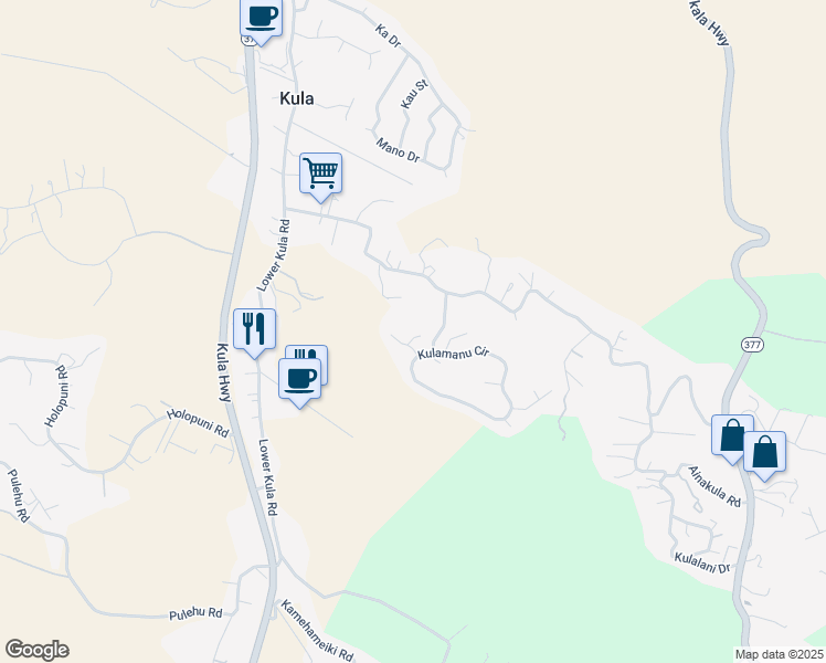 map of restaurants, bars, coffee shops, grocery stores, and more near 32 Paliuli Place in Kula