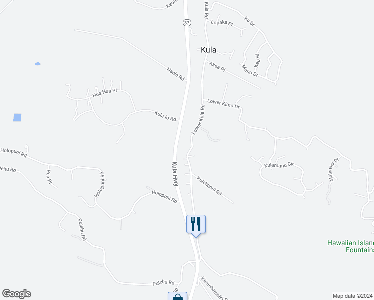 map of restaurants, bars, coffee shops, grocery stores, and more near 2664 Lower Kula Road in Kula