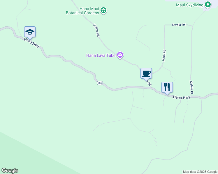 map of restaurants, bars, coffee shops, grocery stores, and more near 2575 Hana Highway in Hana