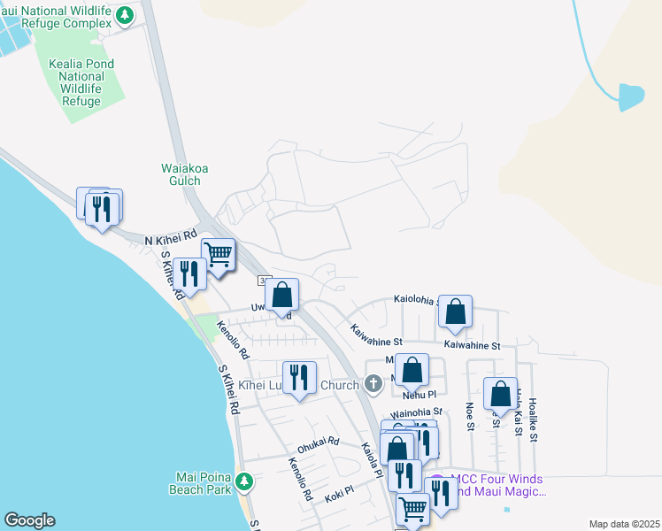 map of restaurants, bars, coffee shops, grocery stores, and more near 67 Piilaniwahine loop in Kihei