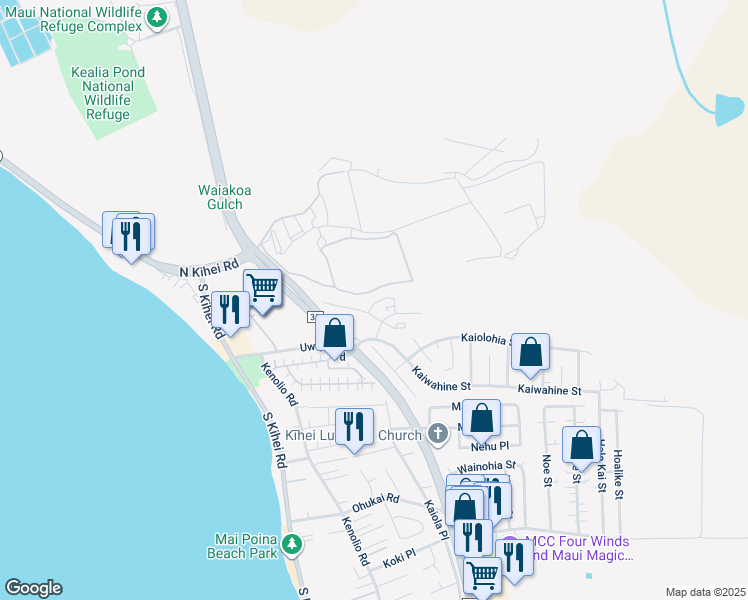 map of restaurants, bars, coffee shops, grocery stores, and more near 61 Piilaniwahine loop in Kihei