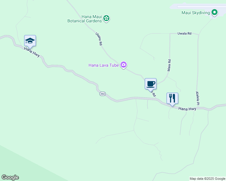 map of restaurants, bars, coffee shops, grocery stores, and more near 2575 Hana Highway in Hana