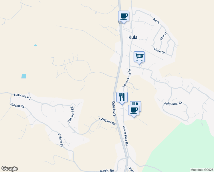 map of restaurants, bars, coffee shops, grocery stores, and more near 101 Kula Io Road in Kula
