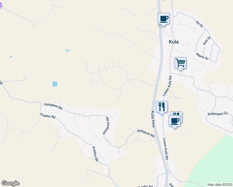 map of restaurants, bars, coffee shops, grocery stores, and more near 100 Kalelemuku Place in Kula