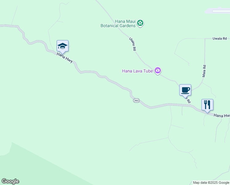 map of restaurants, bars, coffee shops, grocery stores, and more near 2450 Hana Highway in Hana