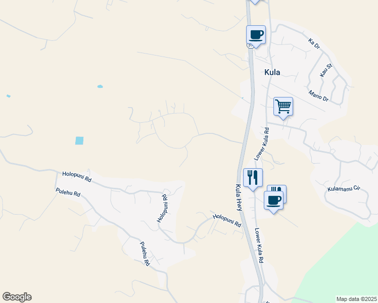 map of restaurants, bars, coffee shops, grocery stores, and more near 151 Kula Io Road in Kula