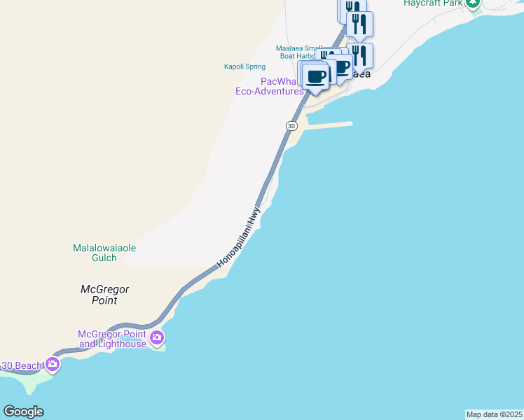 map of restaurants, bars, coffee shops, grocery stores, and more near 4025 Maalaea Bay Place in Wailuku