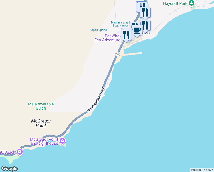 map of restaurants, bars, coffee shops, grocery stores, and more near 4005 Maalaea Bay Place in Wailuku