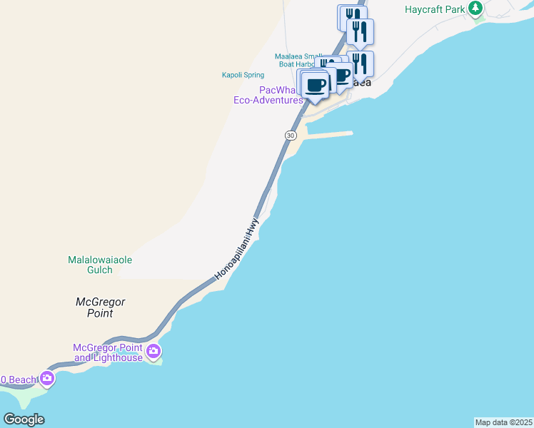 map of restaurants, bars, coffee shops, grocery stores, and more near 4005 Maalaea Bay Place in Wailuku