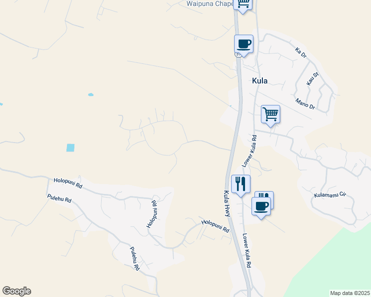 map of restaurants, bars, coffee shops, grocery stores, and more near 151 Kula Io Road in Kula