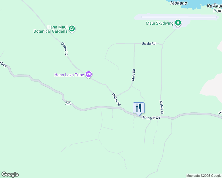 map of restaurants, bars, coffee shops, grocery stores, and more near 100 Ulaino Road in Hana