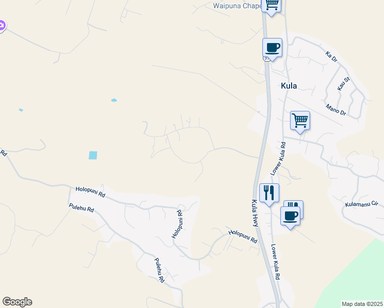 map of restaurants, bars, coffee shops, grocery stores, and more near 240 Kula Io Road in Kula