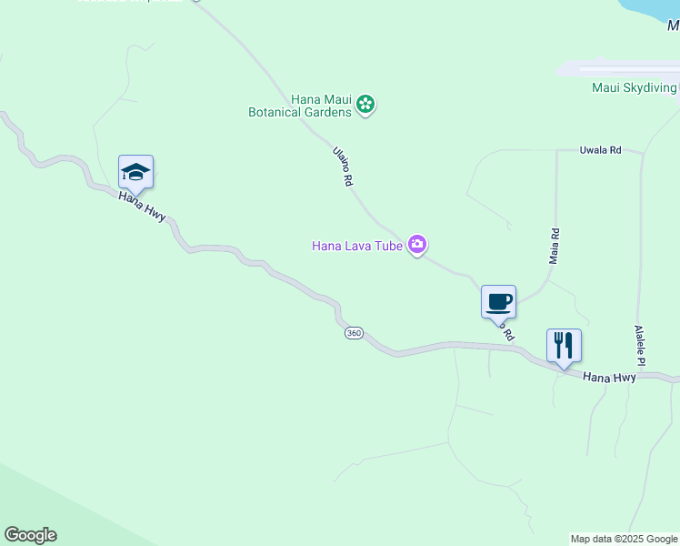 map of restaurants, bars, coffee shops, grocery stores, and more near 2489 Hana Highway in Hana