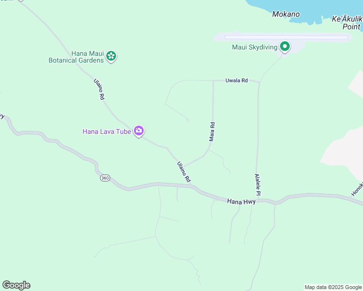 map of restaurants, bars, coffee shops, grocery stores, and more near 100 Ulaino Road in Hana