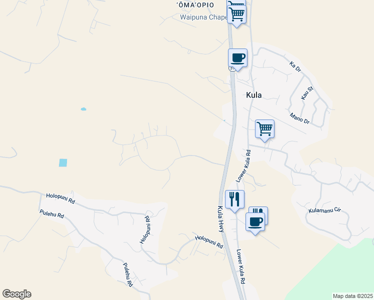 map of restaurants, bars, coffee shops, grocery stores, and more near 144 Kula Io Road in Kula