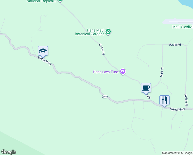 map of restaurants, bars, coffee shops, grocery stores, and more near 2401 Hana Highway in Hana