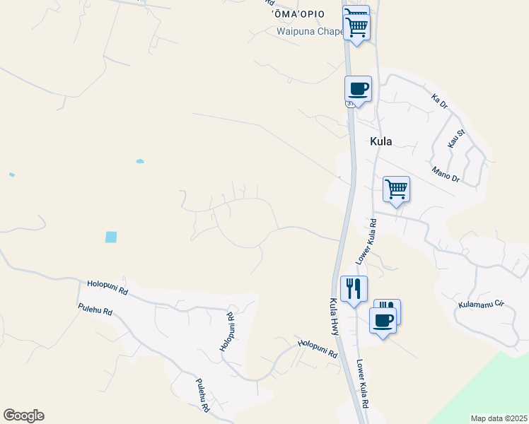 map of restaurants, bars, coffee shops, grocery stores, and more near 173 Huahua Place in Kula