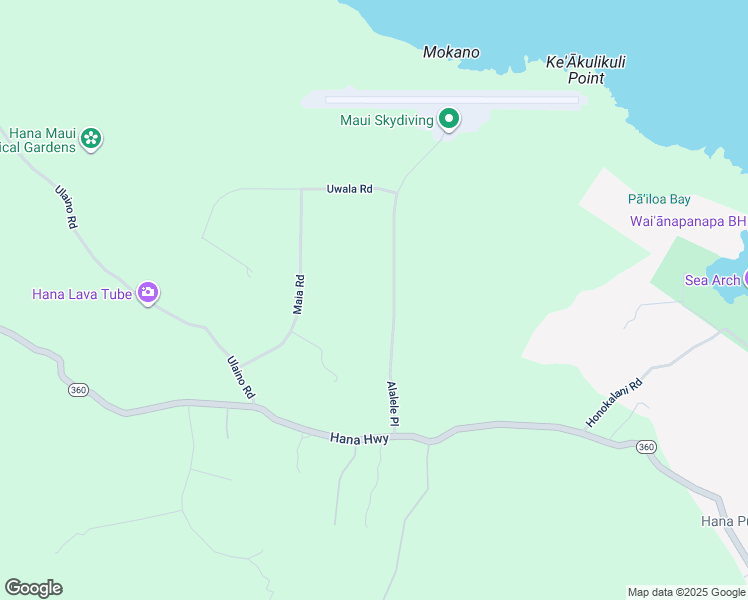 map of restaurants, bars, coffee shops, grocery stores, and more near 195 Alalele Place in Hana
