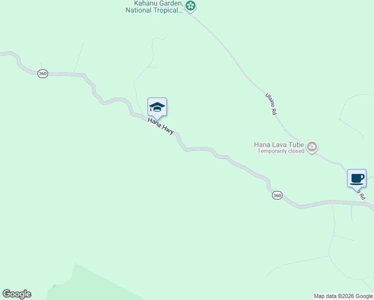 map of restaurants, bars, coffee shops, grocery stores, and more near Hana Highway in Hana