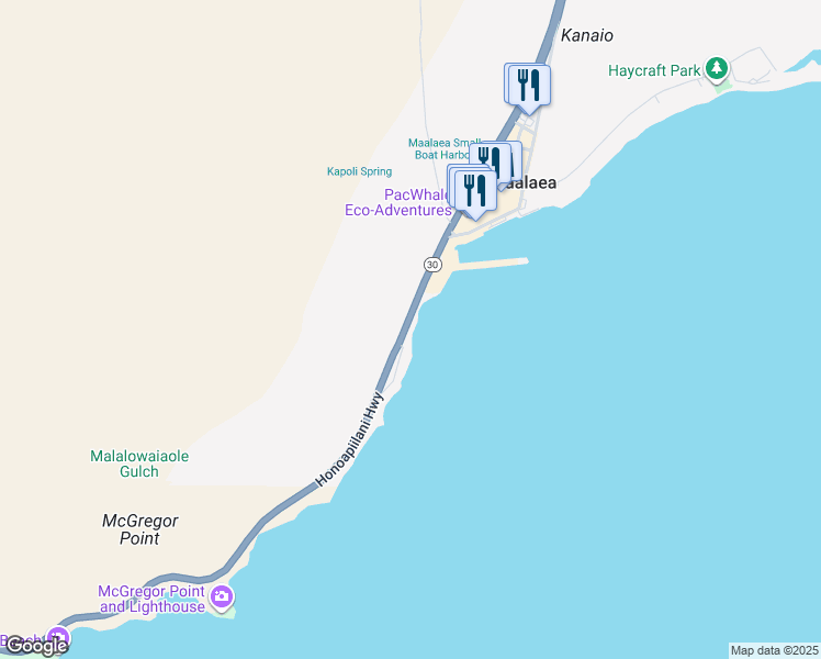 map of restaurants, bars, coffee shops, grocery stores, and more near 3933 Maalaea Bay Place in Wailuku