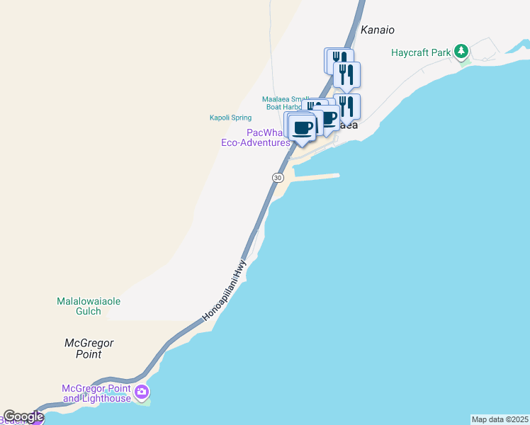 map of restaurants, bars, coffee shops, grocery stores, and more near 3911 Maalaea Bay Place in Wailuku