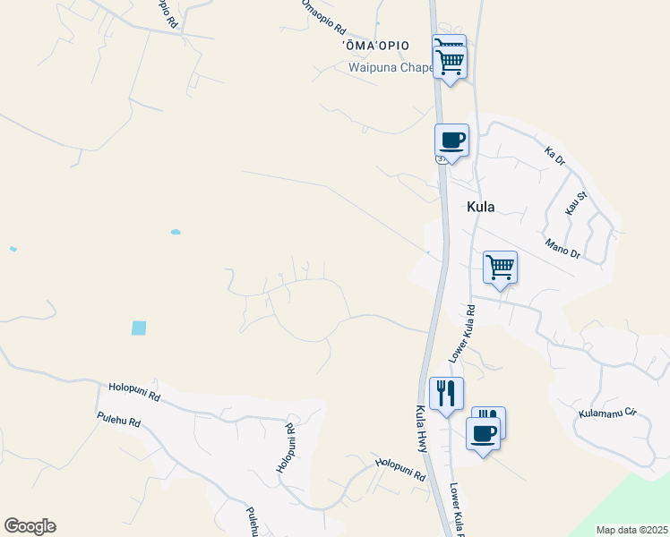map of restaurants, bars, coffee shops, grocery stores, and more near 216 Huahua Place in Kula