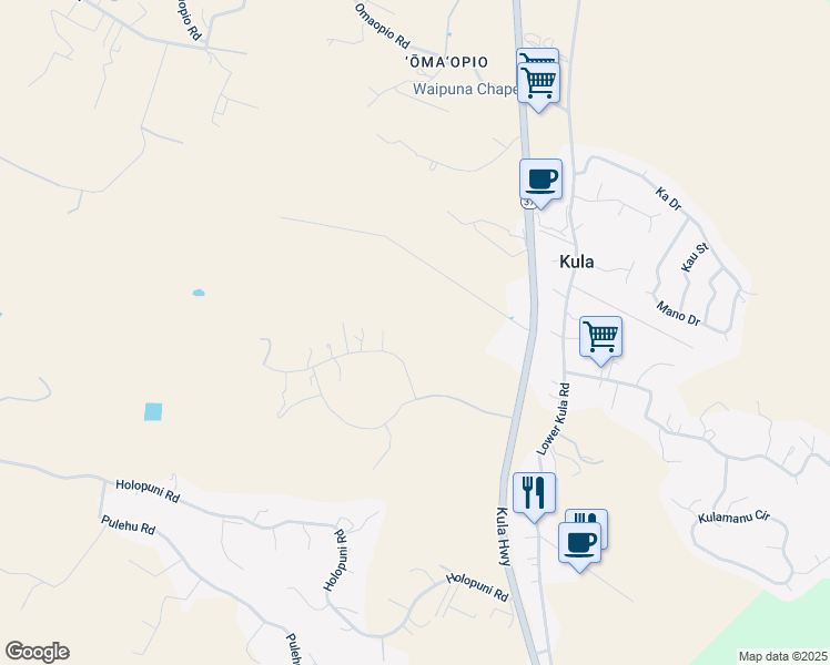 map of restaurants, bars, coffee shops, grocery stores, and more near 194 Huahua Place in Kula