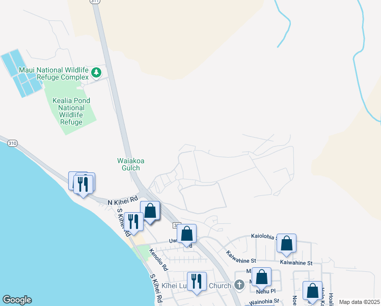 map of restaurants, bars, coffee shops, grocery stores, and more near 3555 Maui Veterans Highway in Kihei