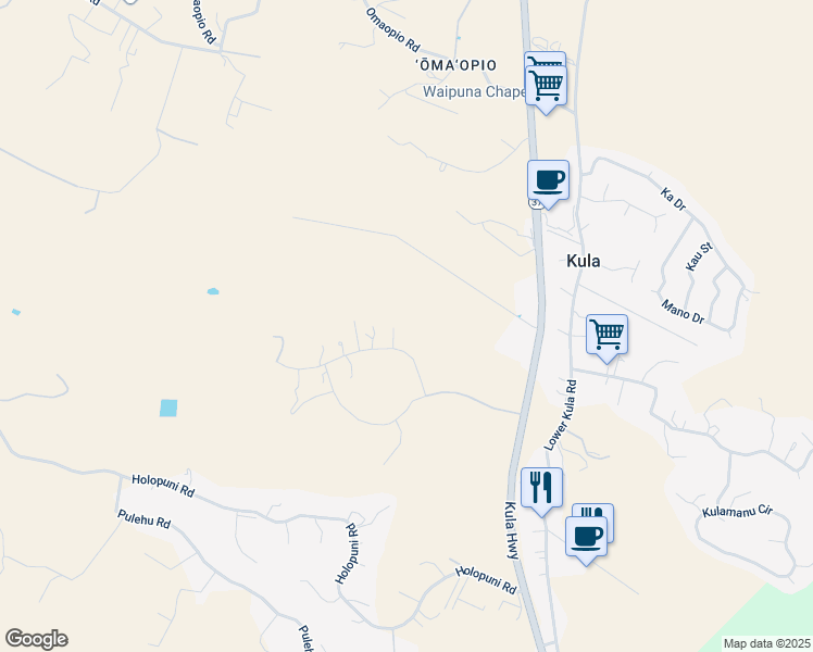 map of restaurants, bars, coffee shops, grocery stores, and more near 216 Huahua Place in Kula