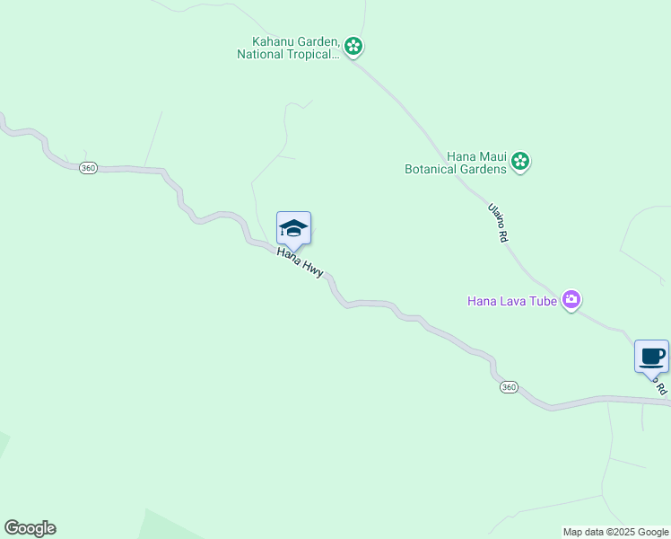 map of restaurants, bars, coffee shops, grocery stores, and more near Hana Highway in Maui County