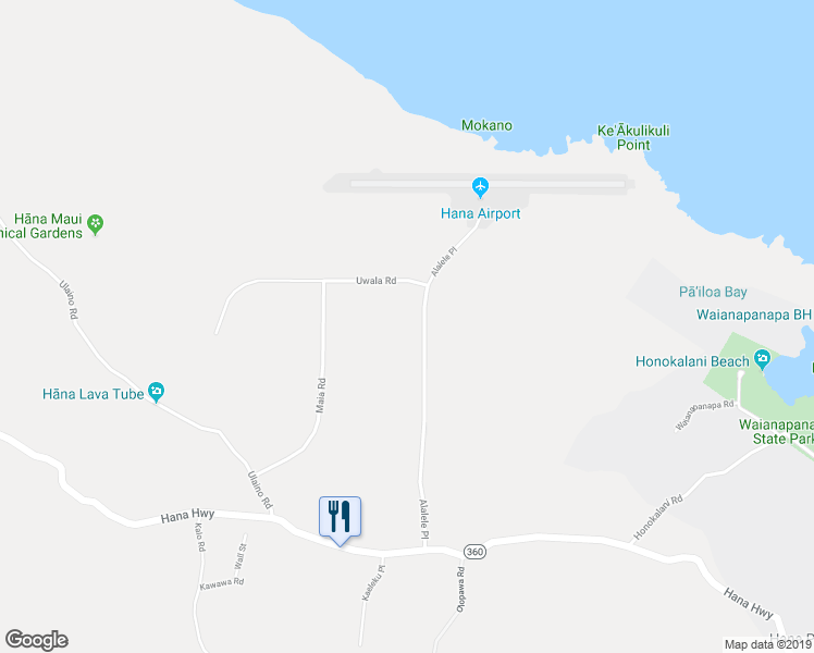 map of restaurants, bars, coffee shops, grocery stores, and more near 285 Alalele Place in Hana