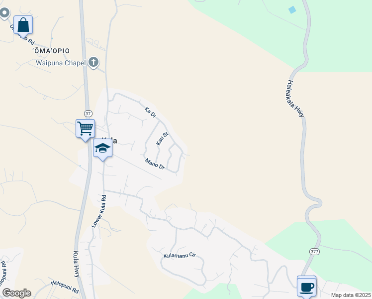 map of restaurants, bars, coffee shops, grocery stores, and more near 131 Ka Drive in Kula