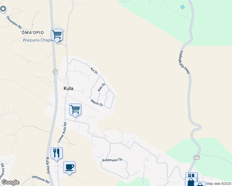 map of restaurants, bars, coffee shops, grocery stores, and more near 131 Ka Drive in Kula