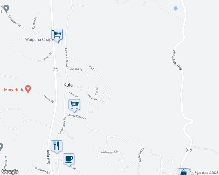 map of restaurants, bars, coffee shops, grocery stores, and more near 119 Ka Drive in Kula