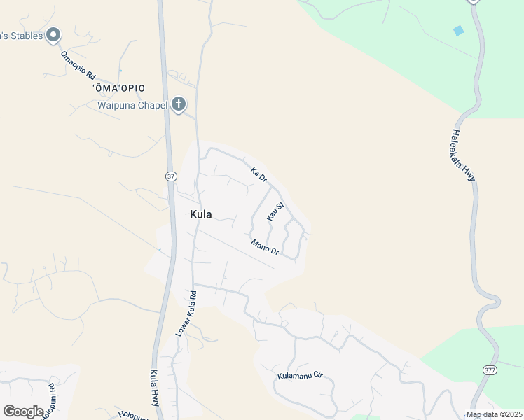 map of restaurants, bars, coffee shops, grocery stores, and more near 25 Mano Drive in Kula