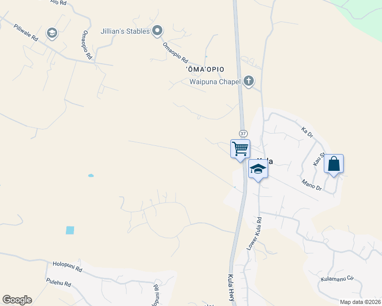 map of restaurants, bars, coffee shops, grocery stores, and more near 0 Naele Road in Kula