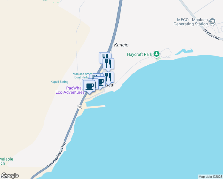 map of restaurants, bars, coffee shops, grocery stores, and more near 30 Hauoli Road in Hāna
