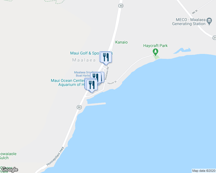 map of restaurants, bars, coffee shops, grocery stores, and more near 42 Hauoli Street in Wailuku