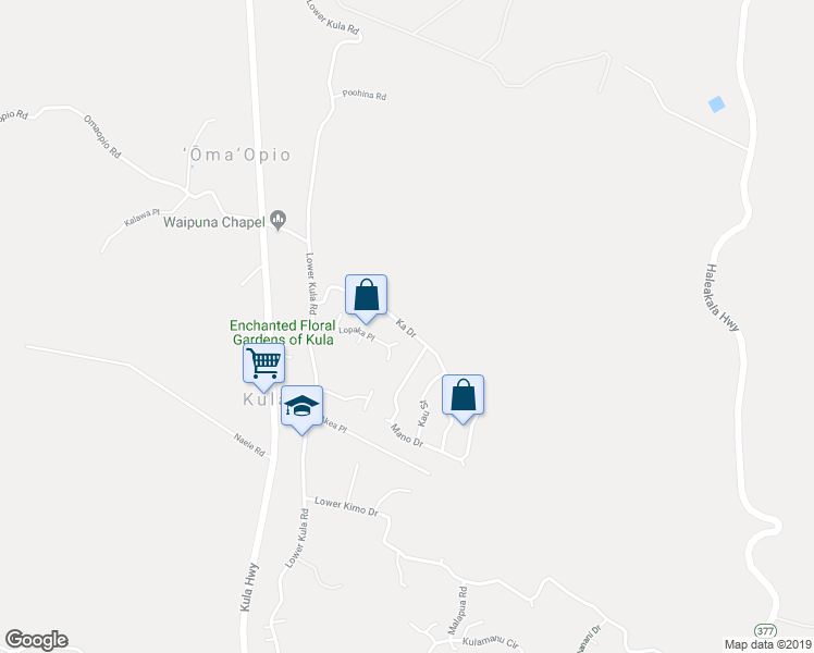 map of restaurants, bars, coffee shops, grocery stores, and more near 75 Ka Drive in Kula