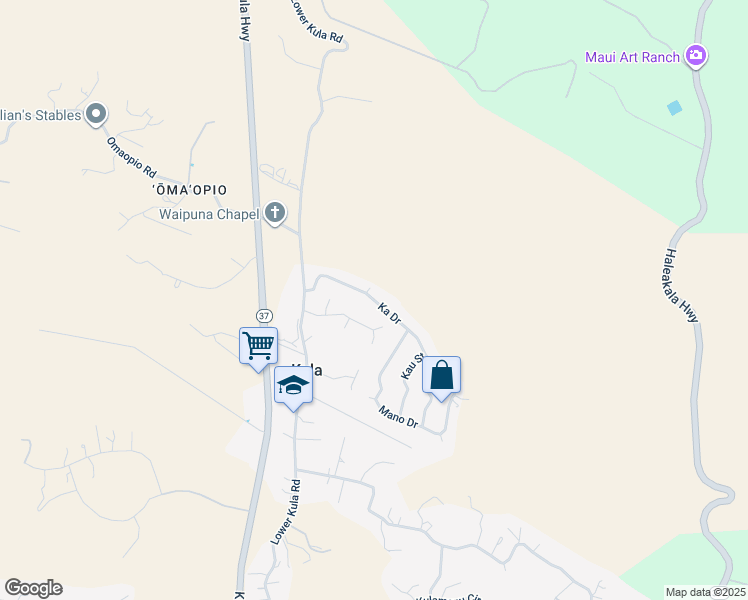 map of restaurants, bars, coffee shops, grocery stores, and more near 55 Ka Drive in Kula