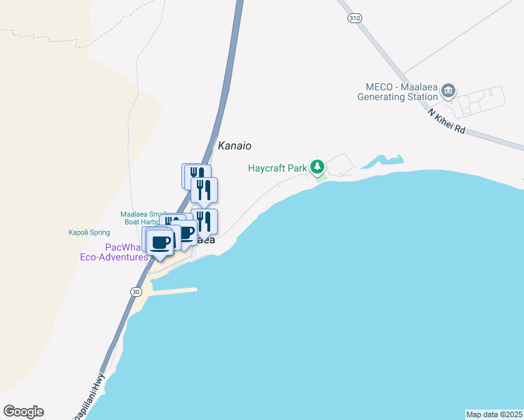 map of restaurants, bars, coffee shops, grocery stores, and more near 150 Hauoli Street in Wailuku