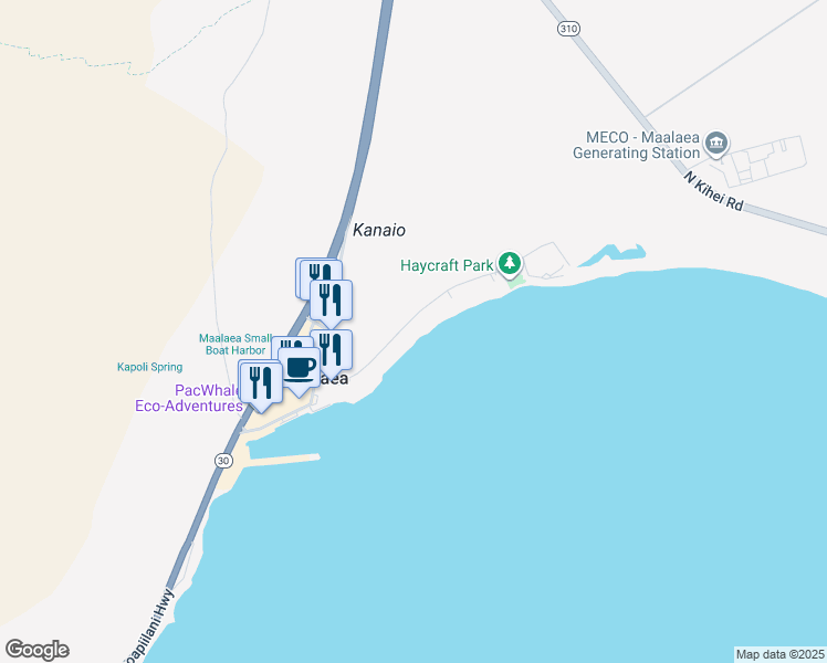 map of restaurants, bars, coffee shops, grocery stores, and more near 150 Hauoli Street in Wailuku
