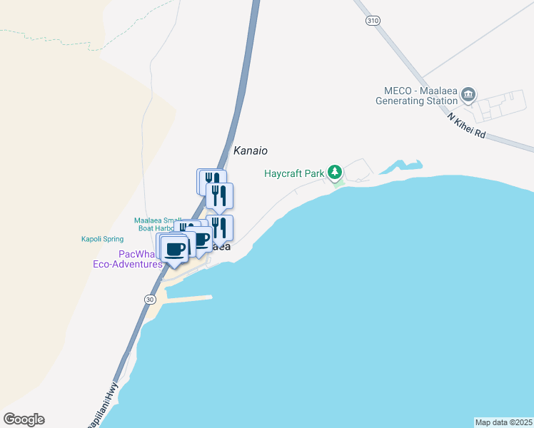 map of restaurants, bars, coffee shops, grocery stores, and more near 150 Hauoli Street in Wailuku